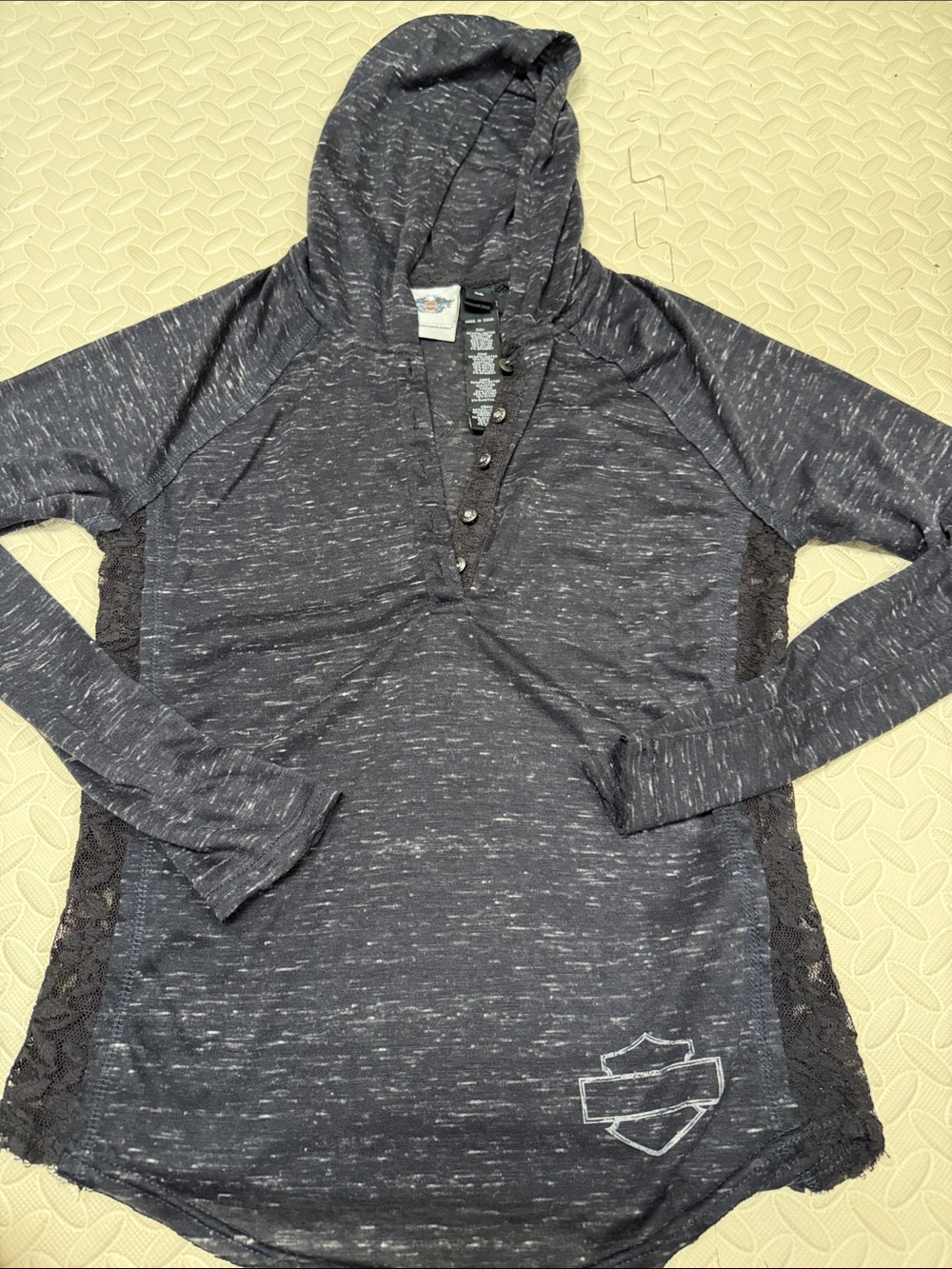 Harley-Davidson Dark Heather Gray Long Sleeve Hooded Tee